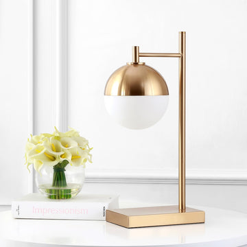 Marcel 21" Iron/Glass Art Deco Mid Century Globe LED Table Lamp - JONATHAN Y